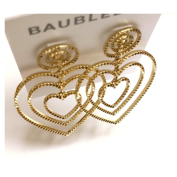 BAUBLEBAR Gold Tone ❤️ Burst Etched Drop Earrings - Picture 3 of 5